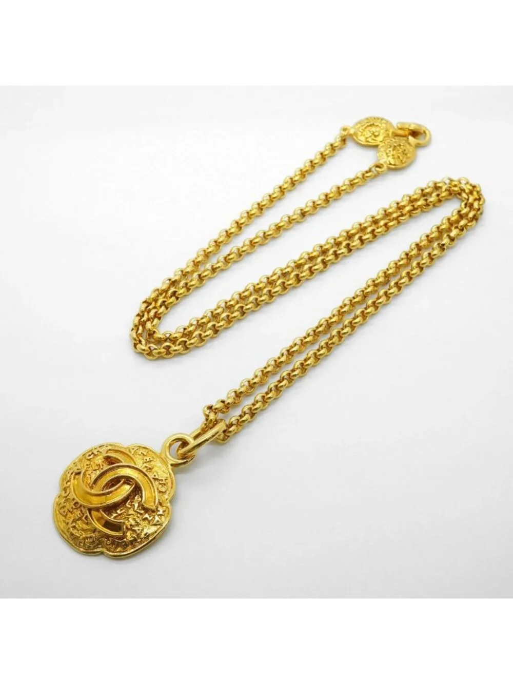 Chanel Necklace Vintage CC Logo Gold Plated